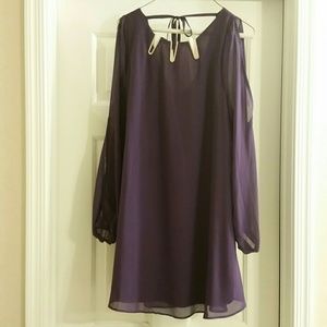 Purple dress with arm slit and metal detail medium